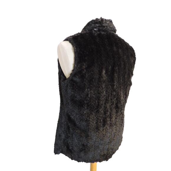 Wildflowers Black Faux Fur Vest with Pockets Size M - Picture 5 of 7